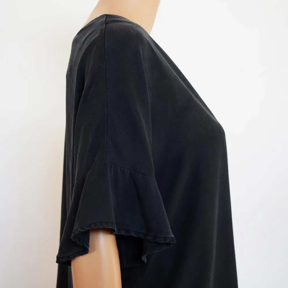 VETTA Romantic Capsule Flounce Sleeve Button-Up 100% Tencel Blouse - Picture 10 of 14